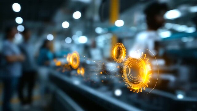 Business process automation industrial technology innovation defocused optimization background concept workflow efficiency technological advancement scene manufacturing improve