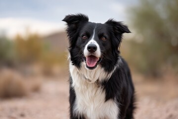 Fototapeta premium Happy black and white border collie dog outdoors