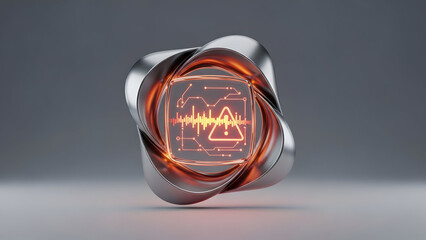 Silver Ring with Heartbeat Graph Inside.