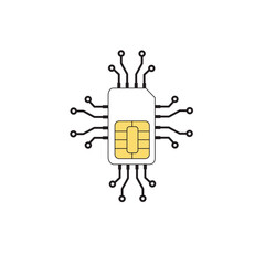Sim Card. Mobile telecommunications technology symbol. Vector stock illustration.