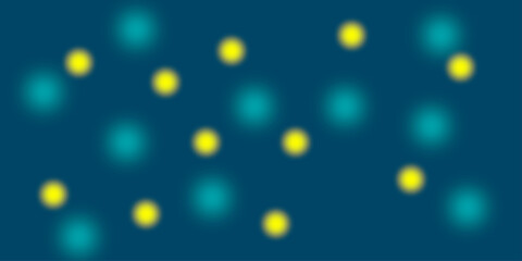 Blue Night Background With Yellow And Teal Bokeh Lights For Abstract Design And Mood.