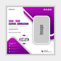 Modern School Admission Social Media Banner Design in corporate identity template
