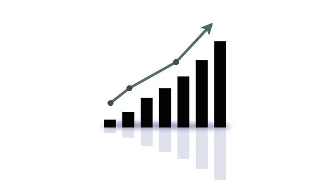 business growing graph with arrow, business growth target graph bar animation on a white background