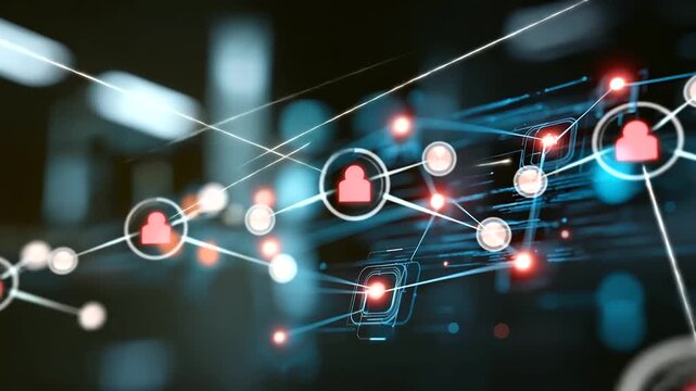 Workflow automation artificial intelligence software interface defocused digital background nodes triggers data tool dashboard coding icon flow process technology 3D rendering