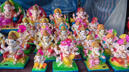 traditional ganesh sculptures for hindu festival sale during ganesh chaturthi festival