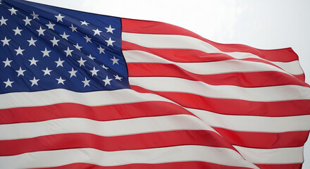 Obraz premium American Flag Waving in the Wind - Patriotic Symbol for Freedom, Liberty, and National Pride, USA