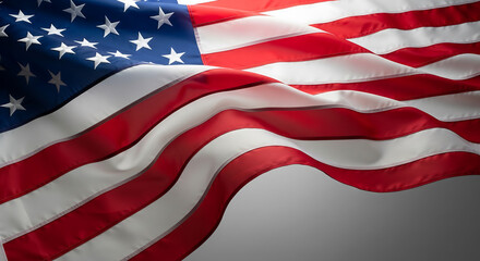 Obraz premium American Flag Waving in the Wind, Symbol of Patriotism and Freedom, Ideal for Celebrations, Fourth of July, Memorial Day