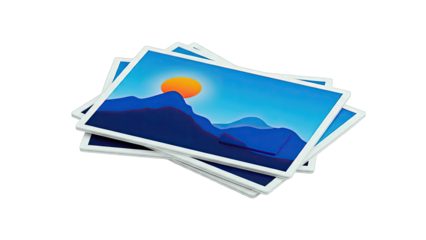Stack of Digital Pictures with Mountain Landscape