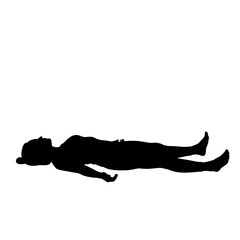 Silhouette of a person lying down in relaxation pose.