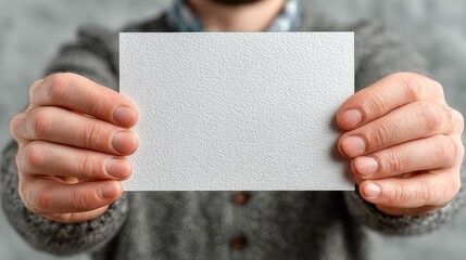 Professional hands offer blank business card for your branding, perfect for networking and contact information exchange
