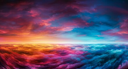 Obraz premium Vibrant, swirling abstract background depicting an imaginary field texture in saturated neon colors, offering wide, colorful copy space for design projects, dynamic, purple, magenta