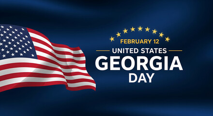 Georgia Day Celebration Banner Featuring US Flag and Festive Design - Perfect for Patriotic Events.