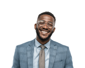 Smiling business professional portrait bright lighting close up confidence, isolated on transparent background, png