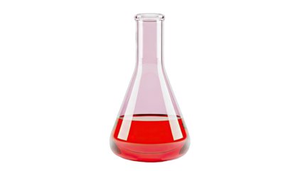 Glass flask with red liquid