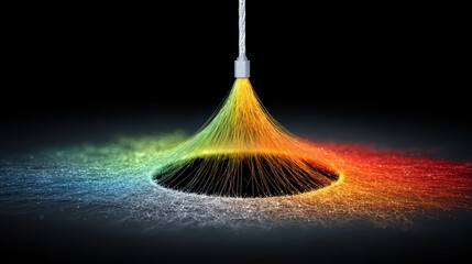 Abstract Rainbow Light Fibers Emanating from a Dark Vortex.