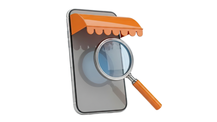 Smartphone with Awning and Magnifying Glass