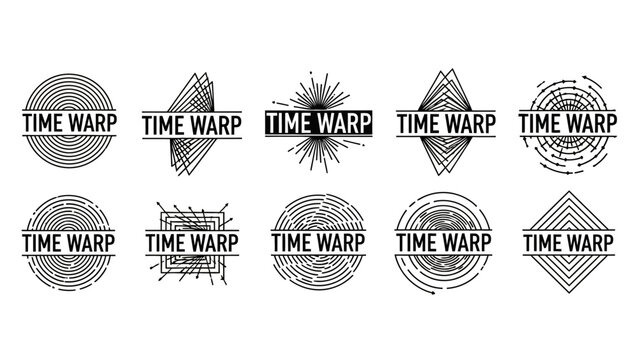 Abstract time warp graphic designs in black and white for creative concepts