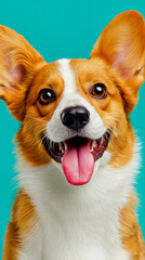 A happy corgi with a pink tongue