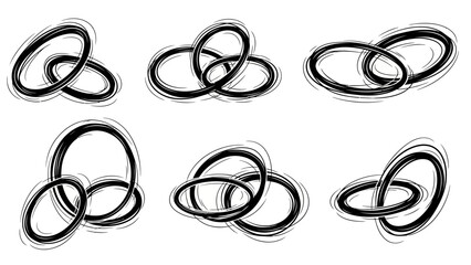 Abstract illustration of interlocking ovals in different arrangements