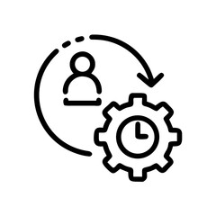 Service in progress line icon, black outline ongoing service and workflow symbol