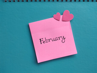 February &nbsp;- handwriting on a note paper
