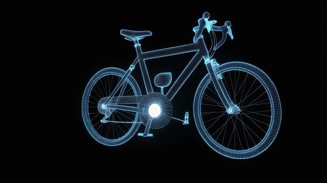 Rotating Bicycle Wireframe Model.