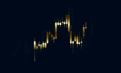 Trade analysis chart with financial stock data, graph indicators, and price trend. Financial chart with gold stock price movement and graph lines for trade analysis and profit
