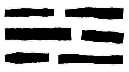 Torn paper strips with rough edges and black interior for design elements