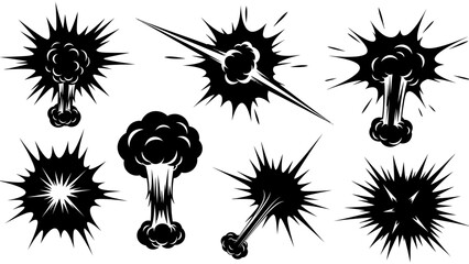 Comic explosion set silhouettes abstract graphic elements design resources © @_ greta