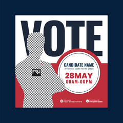Political Election Campaign Social Media Post  and Square Web Banner Template
