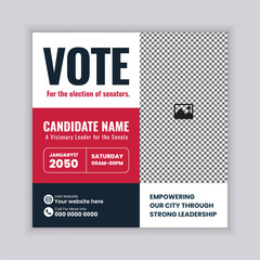 Political Election Campaign Social Media Post  and Square Web Banner Template