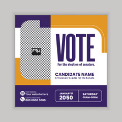 Vote Square Promotion Banner Design for Political Candidate Campaign