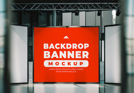 Large Event Backdrop Banner Mockup for Professional Stage, Exhibition, and Corporate Branding