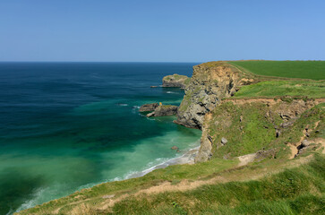 Beautiful sunny day on dramtic cliffs at Basset