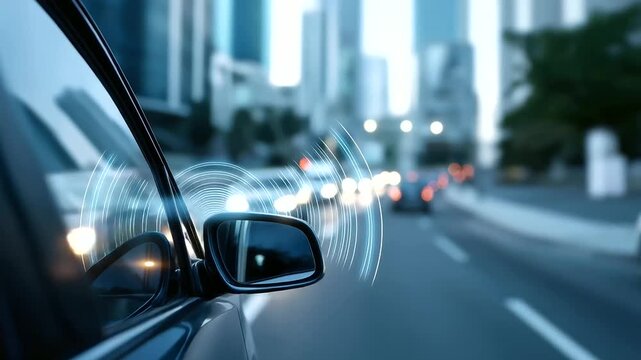 Vehicle advanced driver assistance system utilizes sensors signal waves defocused road background enhanced safety technology automotive innovation scene smart vehicle