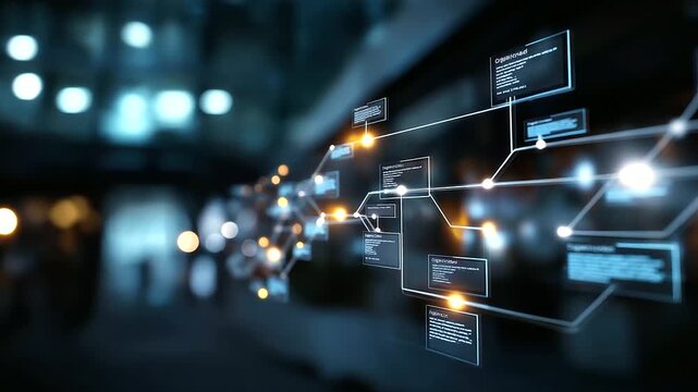 Marketing automation diagram showcase driven campaign workflow defocused data strategy background highlight automation tools market process in business visualization with copy