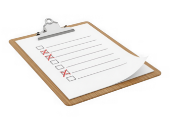 A clipboard with a piece of paper and a silver clip