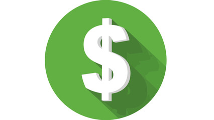 Obraz premium Green dollar sign icon with shadow effect isolated on transparent background, Vector