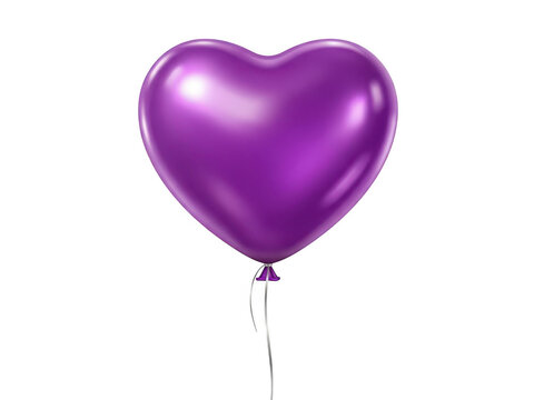 Purple heart balloon isolated on transparent background