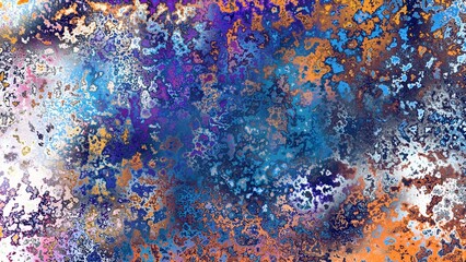 Fototapeta premium Abstract rust-like organic texture with vibrant marbled colors, corroded metal surface effect and expressive chaotic pattern