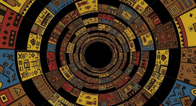 Intricate circular design with ancient patterns and colors - Powered by Adobe