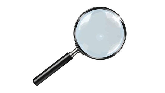 Minimalist magnifying glass illustration isolated on transparent background, Vector
