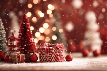 Christmas Festive Background with Glowing Lights and Holiday Atmosphere