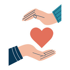 Hands holding heart. Care and Compassion Concept with Hands and Heart Illustration