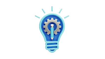 Lightbulb with Gear and Pencil - Idea Generation and Innovation Concept
