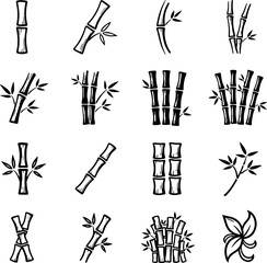 Minimal bamboo icon set for business branding