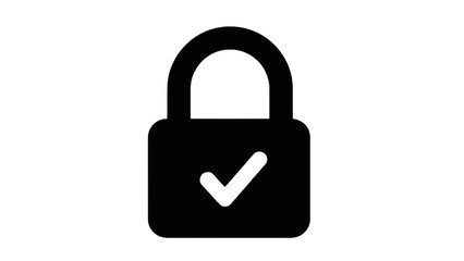 Secure lock with checkmark icon isolated on transparent background, Vector