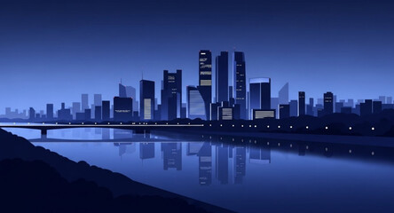 city skyline at night