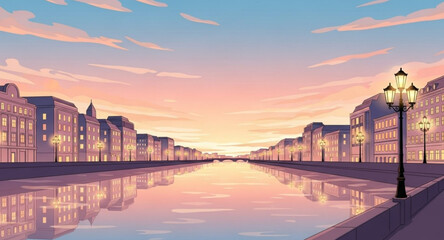 sunset over the river