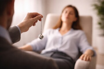 Exploring the Intricacies of Hypnosis: A Professional Session with a Focused Subject Engaged in Deep Relaxation and Transformation Techniques